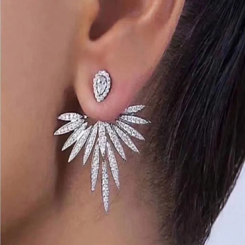 Diamond decor stud earrings S186
